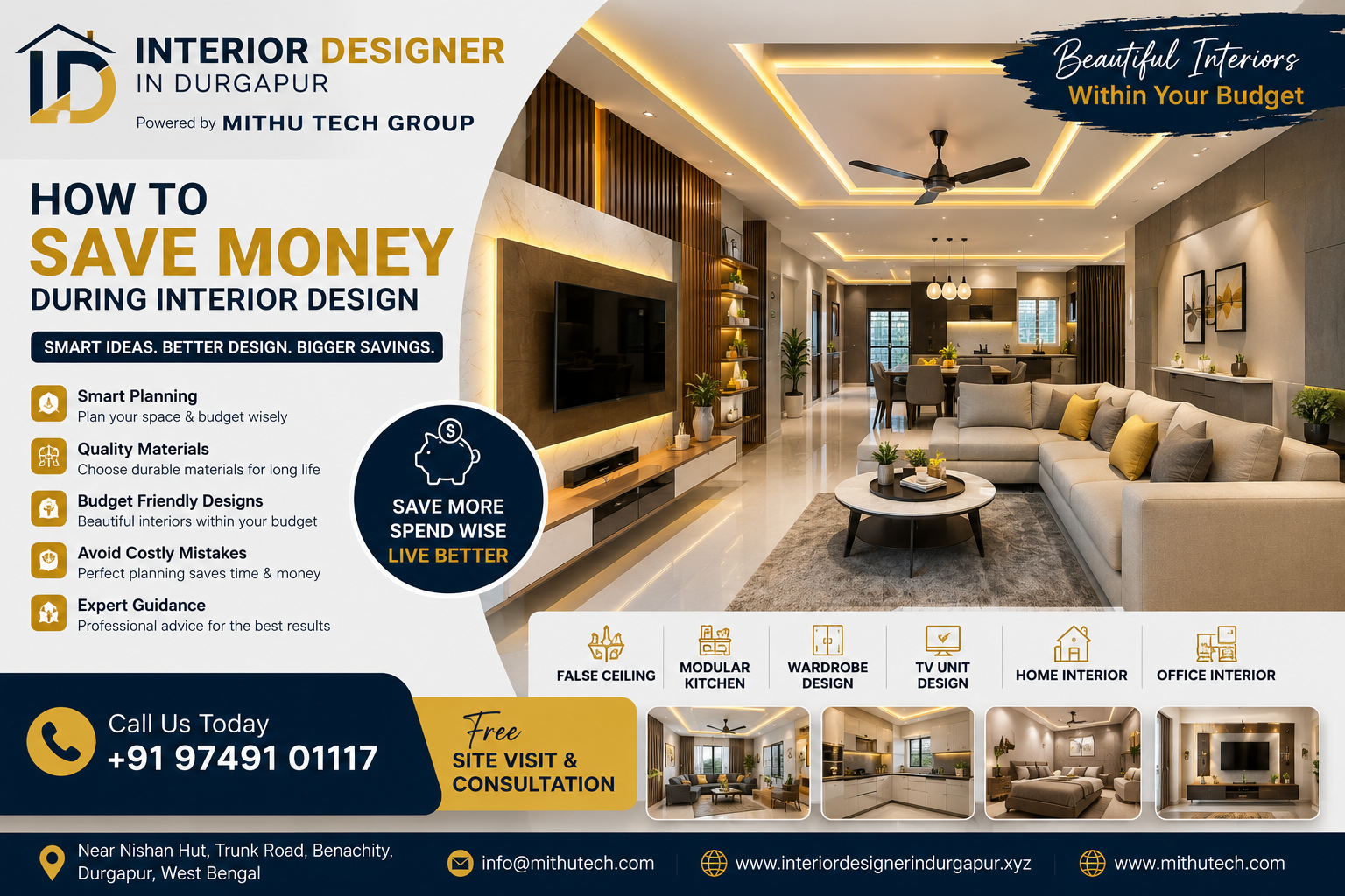 How to Save Money During Interior Design | Budget Interior Design Tips in Durgapur - 2026